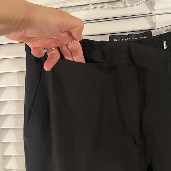 Etro black tailored trouser pants size IT42/US 6, made in Italy, career wear - Picture 6 of 11